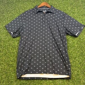 Tattoo Golf Performance Polo Shirt Mens Medium Black Skull Crossbones Print